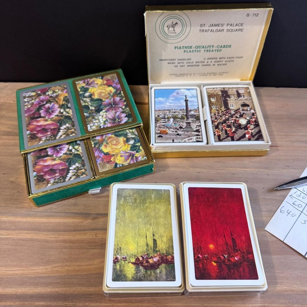 Vintage Bridge Card Lot - 6 Decks Piatnik St James, Nautical Ships & Floral